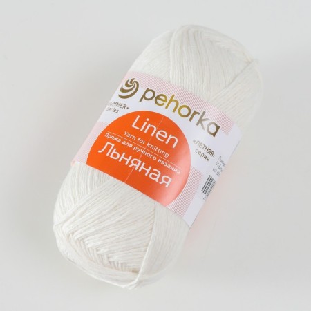 Yarn "linen" 55% flax, 45% cotton 330m/100g (01 white)-1
