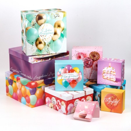 Set of boxes 10 in 1, gift packaging, “balls”, 10.2 x 10.2 x 6–28.2 x 28.2 x 15 cm 15 cm-1