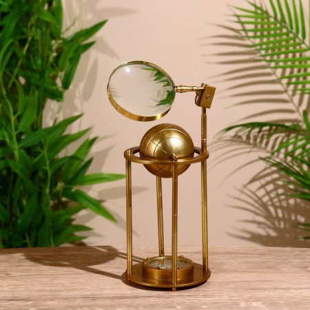 Globus souvenir with compass and magnifier, height 23.5 cm