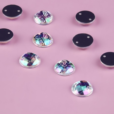 Rhinestones are sewing “circle”, from organic glass, with holography, d = 10 mm, 50 pcs-1