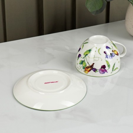 Service Porcelain Tea Daulay "Green Garden", 12 items: 6 cups 220 ml, 6 saucer d = 13 cm-3