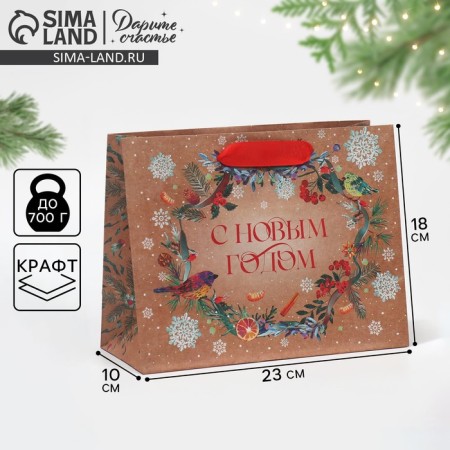 Craft horizontal package "New Year's miracle", MS 23 x 18 x 10 cm, New Year