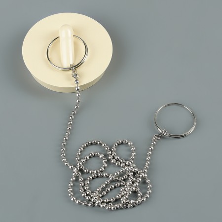 Bath plug D = 4 cm, 4.5 cm at the top, chain 55 cm, color mix