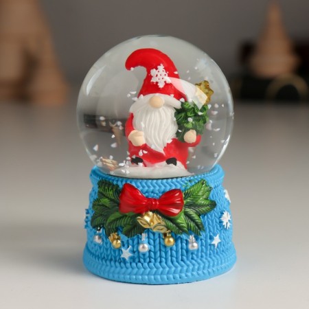 Souvenir Polystone Water Ball "Dwarf with a bow and bells" MIX 4.6x4.6x6.7 cm-6