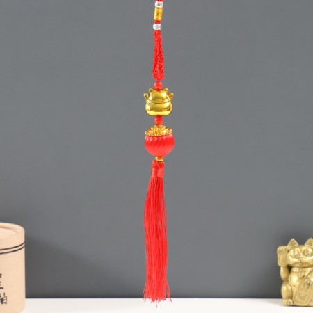 Plastic suspension, textiles "Cat Mani-Neko with a flashlight" 2.8x2.8x28 cm-2