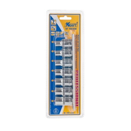 Set of end heads Kraft KT700308, 1/2 ", 6 gr., 8-14 mm, 7 items