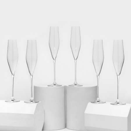 Set of glasses for champagne Swan, 190 ml, crystal glass, 6 pcs
