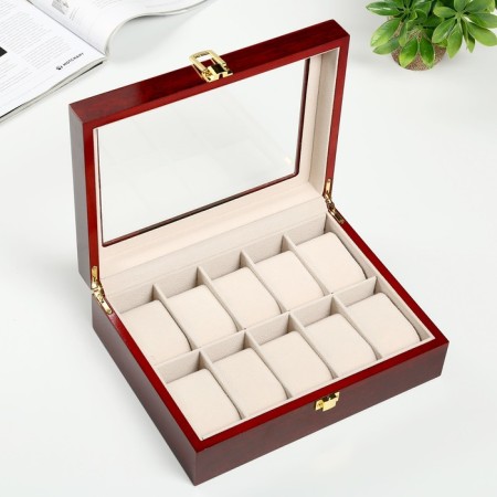 Casket Wood for the clock 10 departments "Red-brown" varnish 8x26x20 cm-1