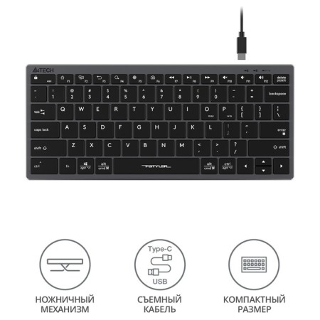Keyboard A4Tech FSTYLER FX51 Gray USB Slim Multimedia (FX51 Grey)-1