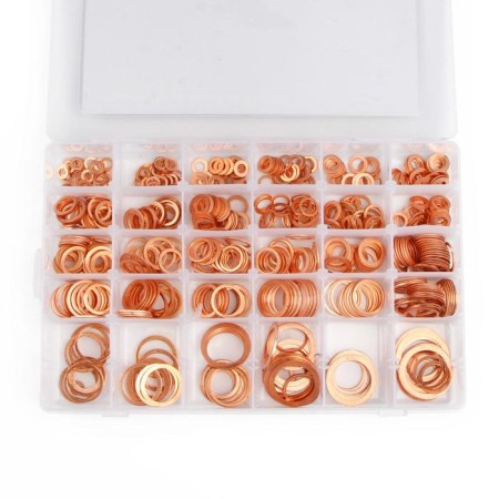 A set of copper gaskets, 30 sizes, 568 pcs