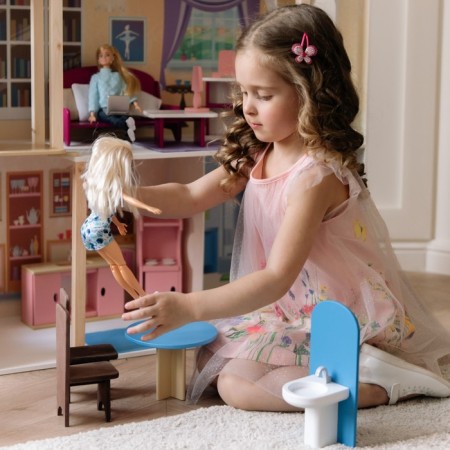 Puppet house "Grace" (16 items of furniture, staircase, elevator, swing)-3