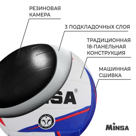 Volleyball Minsa, PVC, machine stitching, 18 panels, p. 5-2