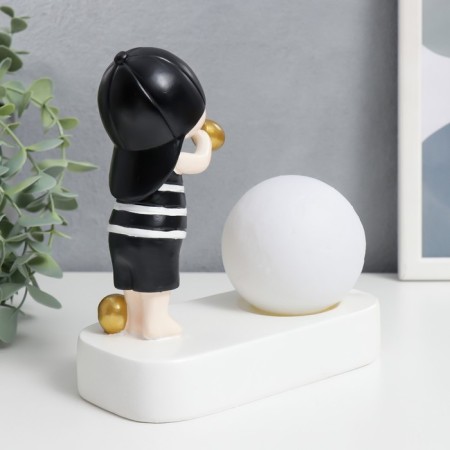 Souvenir Polystone Light "Baby in a black cap, with a gold bubble at the ball" 16.5x8x16 cm-3
