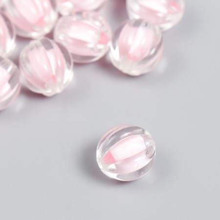 Plastic beads "Ball ribbed - internal color pink" set 20 g 1.2x1.1 cm