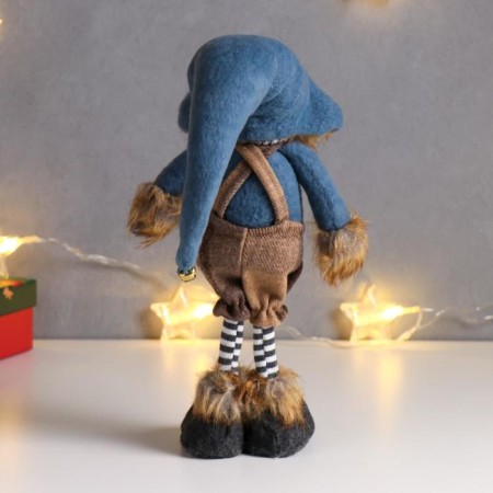 Interior doll "Boy in a jumpsuit in a cage and a blue cap" 40x9x15 cm-2