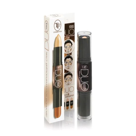 Cont around the face for TF Duo Contour double: Cut and highlighter, tone 402 Light