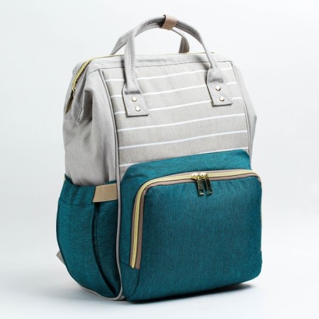 Women's backpack with thermal carman, thermal drum - portfolio, gray/green color