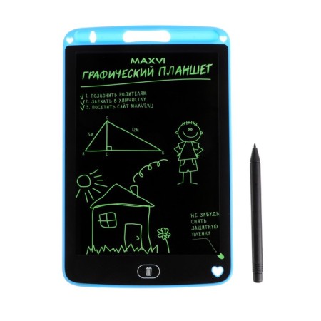 Graphic tablet for drawing and notes LCD Maxvi MGT-01, 8.5 ”, angle 160 °, CR2016, blue-2