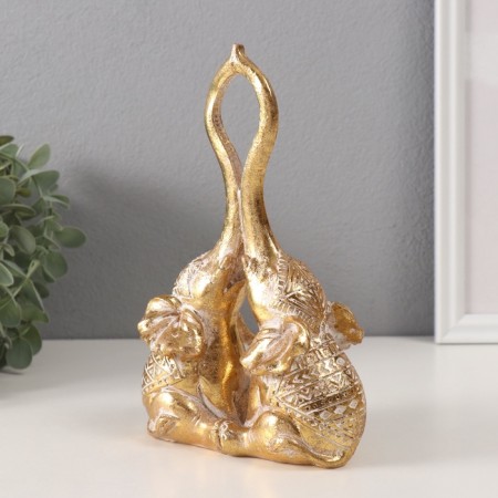 Souvenir Polystone "Elephants - Touch. Indian patterns" gold 13x6.7x19.8 cm-2