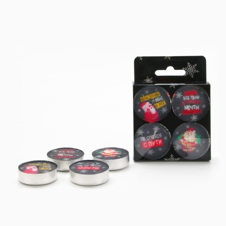 Tea New Year's candles “Believe in magic”, without aroma, set 4 pcs, diam. 3.7 cm-1