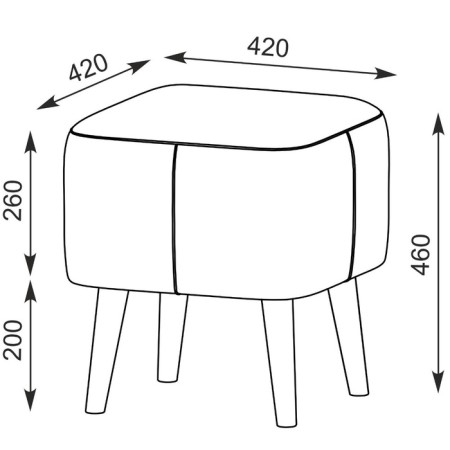 Mono Mini banquet, 420 × 420 × 460 mm, velor, nut color-4