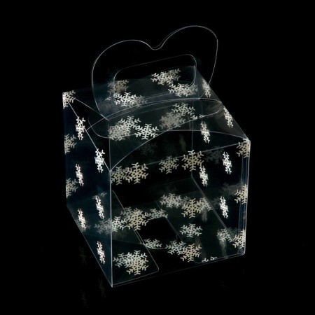 New Year. Box gift New Year's folding PVC "Snowflakes" 11 x 11 x 11 cm.-4