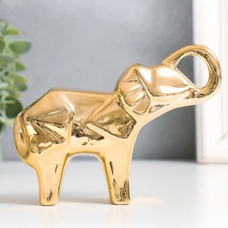 Souvenir ceramics "Elephant" Origami gold 14x3.5x10 cm-3