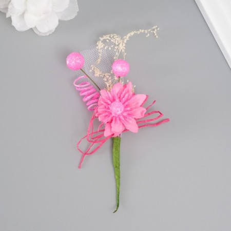 A set of decorative bouquets (12 pcs) "Chrysanthemum" with brilliance, 5x9 cm, pink