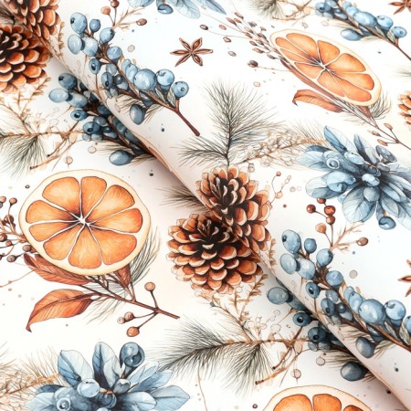 Packaging paper "New Year's orange", gloss, 80 g/m2, 70 x 100 cm-1