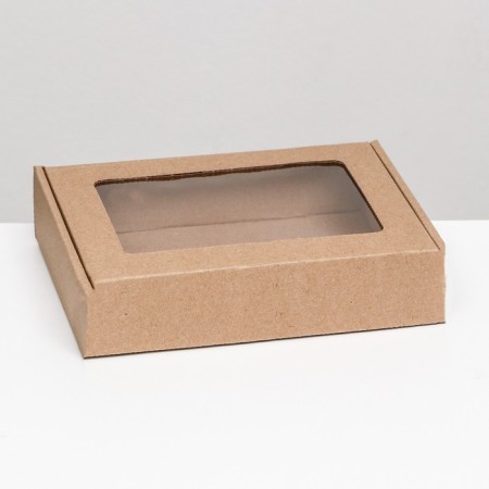 Boxing box, brown with a window, 21 x 15 x 5 cm-1