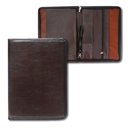 Business folder, artificial leather, 370 x 275 x 30 mm, with a metallic press, the handle “luxury” brown 6D041