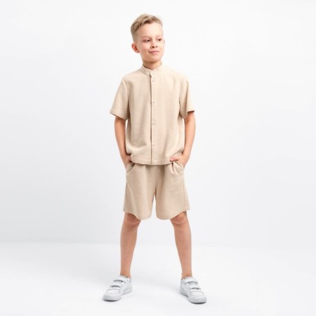 Set for a boy (shirt, shorts) minku beige color, height 158