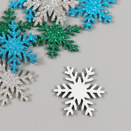 Decor for creativity "Color Snowflakes" 3x3 cm glue base (set 12 pcs) mix-2