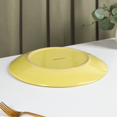 Board ceramic dining share "pastel", d = 27 cm, yellow color-2
