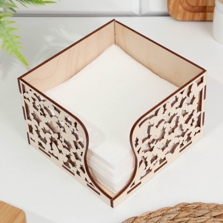 Wooden napkin "Butterflies", 14 × 12.5 × 9 cm
