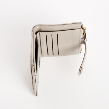 Women's wallet on the button, beige-gray color-4