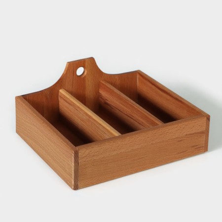 Organizer for tea and kitchen supplies ADELICA, 22.5 × 25 × 11.5 cm, beech-1