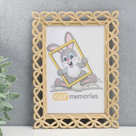 Photo frame 10x15 cm plastic L-7 beige (plastic screen)