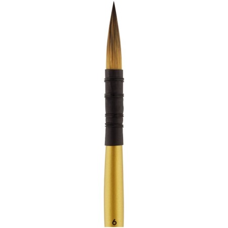 Synthetic brush, round, gamma "Gold Brush" No. 6, French mount, short handle-2