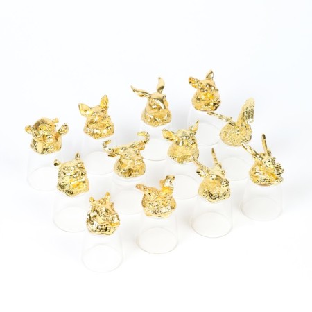 A gift set of glasses-frauds for 12 people, with a decanter 400 ml, glass 30 ml, gold-3