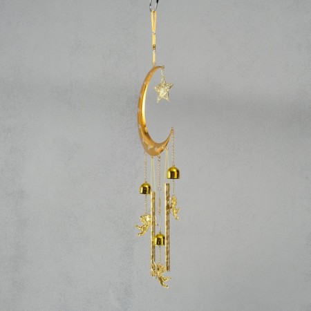 Wind Music Metal "Crescent and Angels" 3 bells 2.5x20x67 cm-1