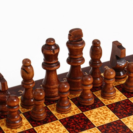 Wooden chess "Dark red classic", 30 x 30 cm, board game, King H-8 cm-2