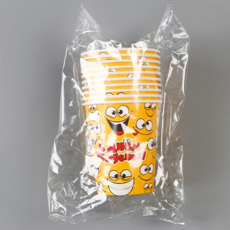 A one -time paper glass "Happy Birthday" emoticons (250 ml)-3
