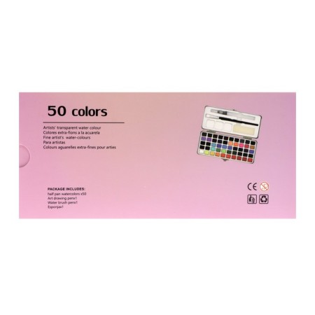 Watercolor paints, 50 colors in cuvettes, in a box, with a brush-4
