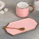 Tea couple ceramic with a spoon "Spring", 2 items: mug 300 ml, saucer, pink color