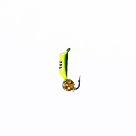 Mormyshka column lime, black abdomen, black strip + gold ball, weight 0.5 g-1