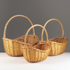 A set of baskets of 3 pcs, 41x31x12/18 cm, 36x25x11/16 cm, 31x21x10/14 cm, honey, willow