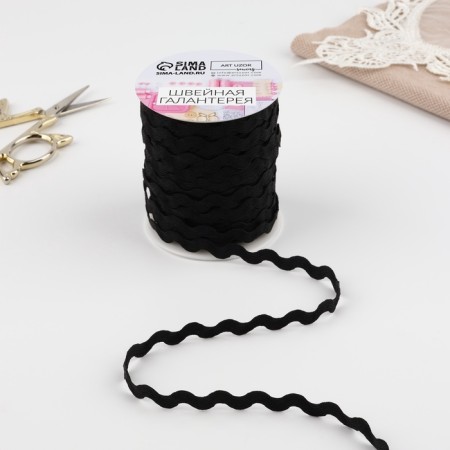 Decorative braid "Blutter", 5 mm × 27 m ± 1 m, black color No. 39-1