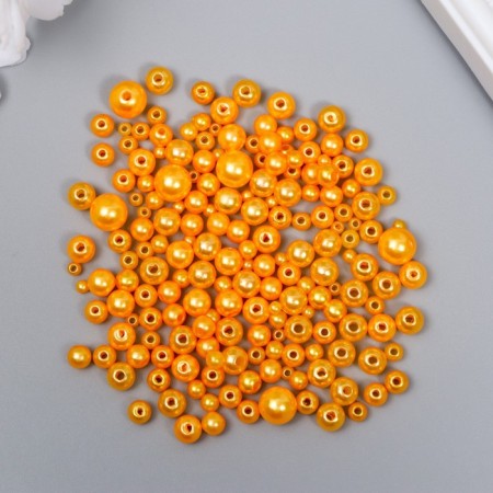Beads for creativity plastic "Round. Orange" d = 3-8 mm, set 10 grams