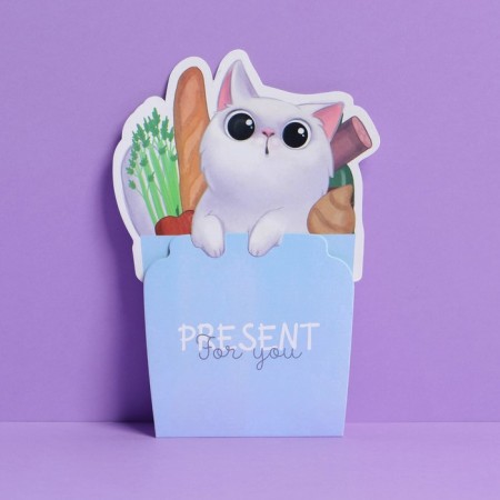Card-Conduct for Money "For Wishlist", cat, 12 × 17 cm